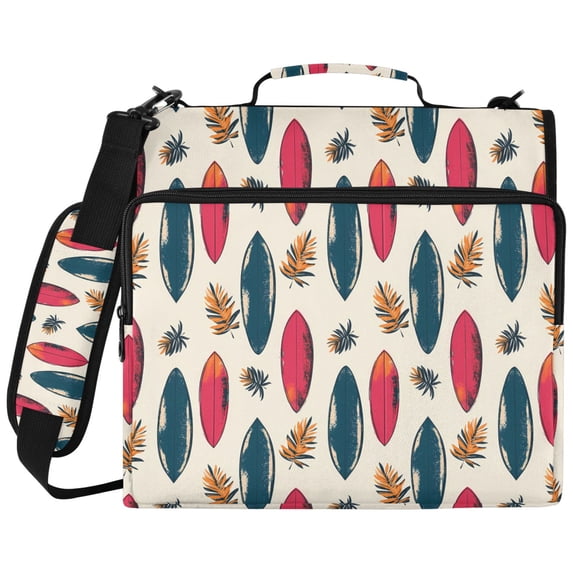 ALAZA Zipper Binder Surfboard Palm Leaves Pattern 2 inch 3 Ring 500 ...