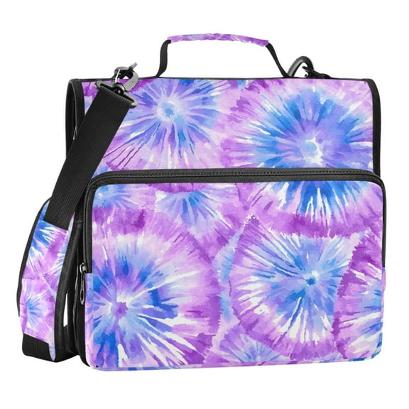 ALAZA Zipper Binder Tie-dye Purple-p2 3 Ring Trapper Keeper File Folder Organizer Bag