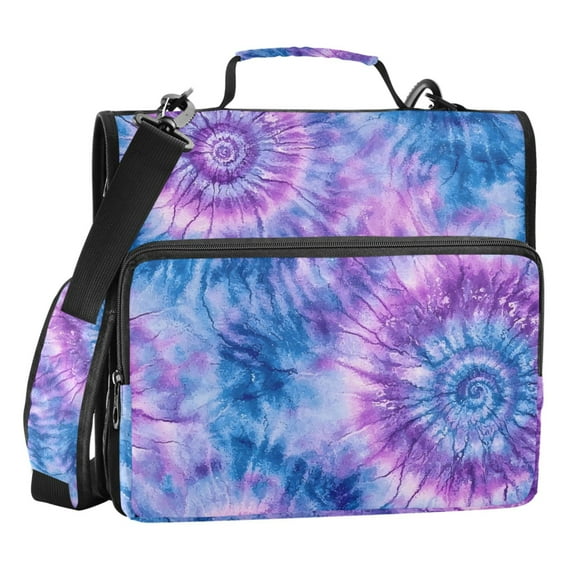 ALAZA Zipper Binder Tie-dye Purple-p6 3 Ring Trapper Keeper File Folder Organizer Bag