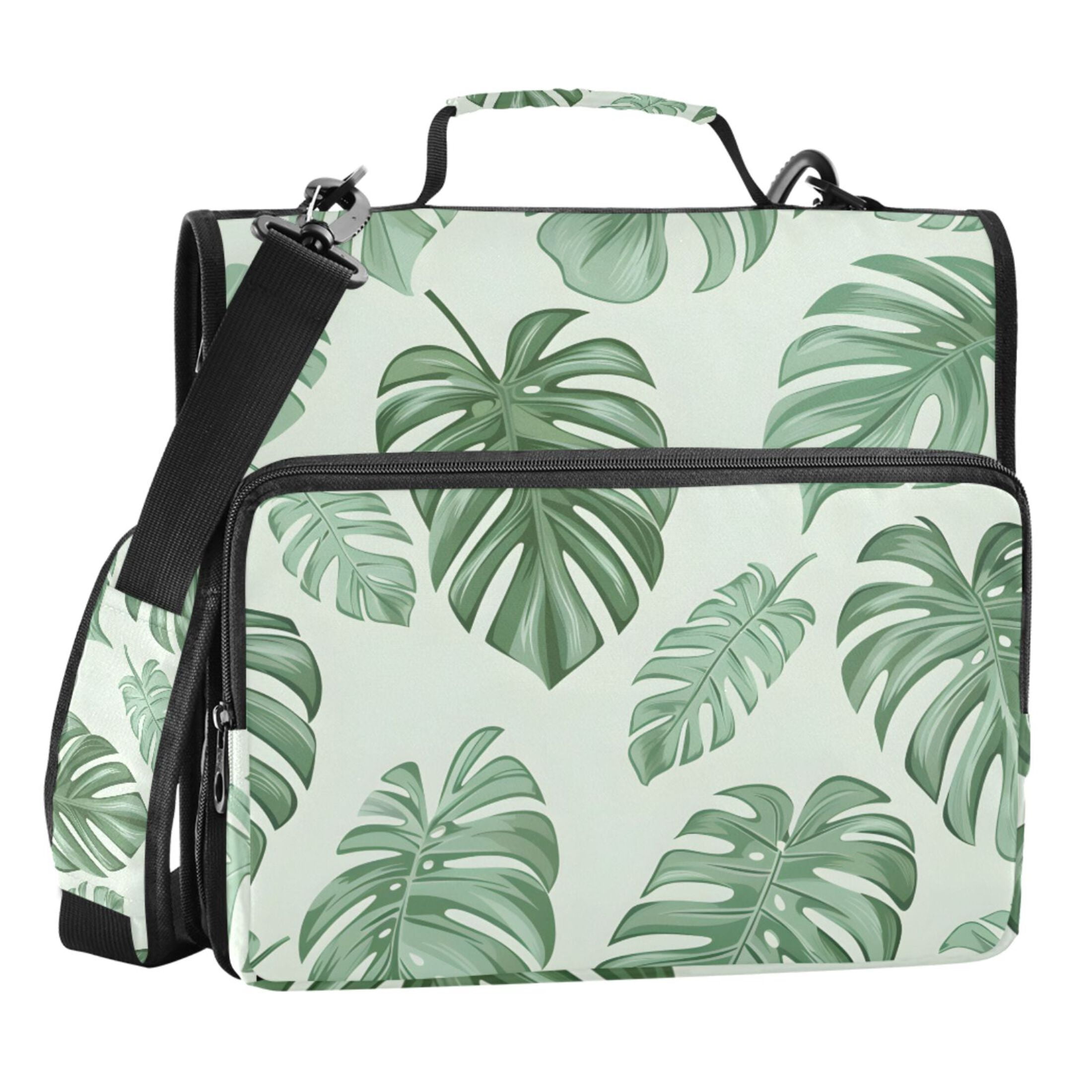 ALAZA Zipper Binder Tropical Leaves 3 Ring Trapper Keeper File Folder Organizer Bag