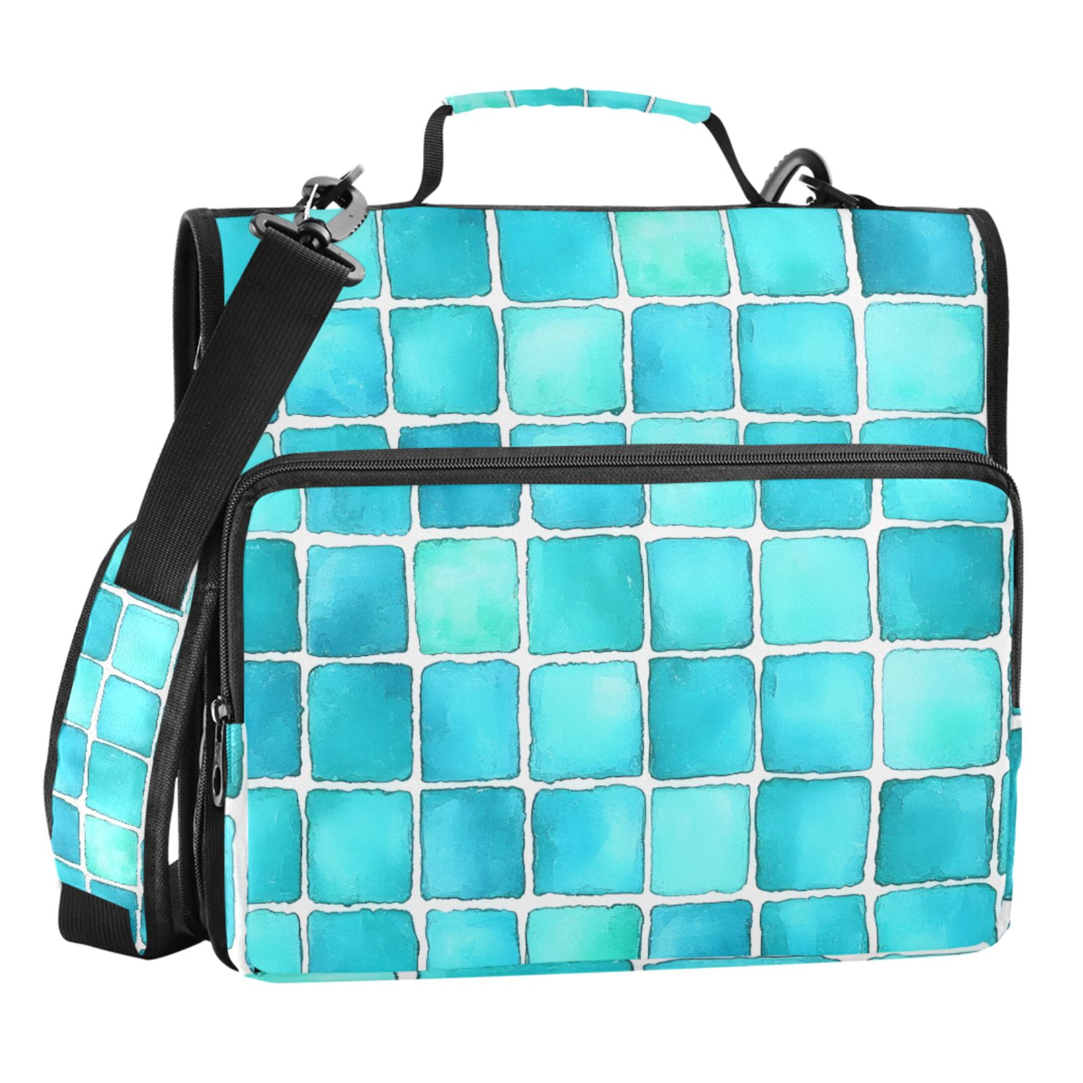 ALAZA Zipper Binder Turquoise Checkered 3 Ring Trapper Keeper File Folder Organizer Bag
