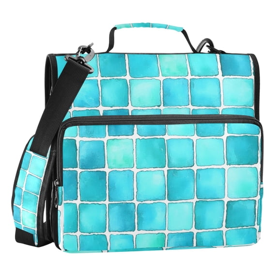 ALAZA Zipper Binder Turquoise Checkered 3 Ring Trapper Keeper File Folder Organizer Bag