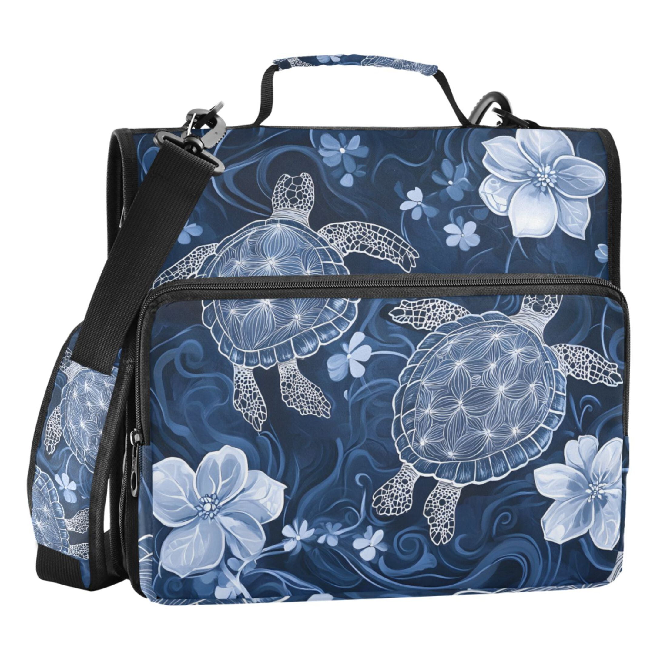 ALAZA Zipper Binder Turtle Flowers-b1 3 Ring Trapper Keeper File Folder Organizer Bag