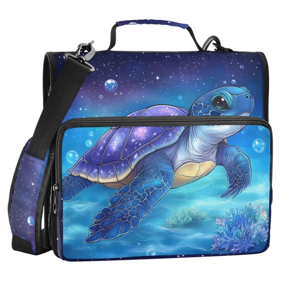 ALAZA Zipper Binder Turtle at Starry 2 in 3 Ring Trapper Keeper 500 Sheet Capacity File Folder Organizer Bag
