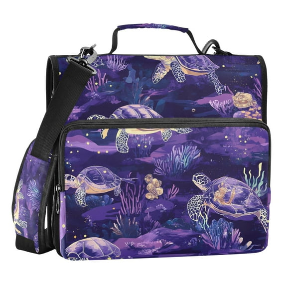 ALAZA Zipper Binder Turtles Purple 3 Ring Trapper Keeper File Folder Organizer Bag