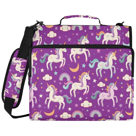 ALAZA Zipper Binder Unicorn Rainbow Clouds Pattern 2 inch 3 Ring 500 Sheet Capacity Trapper Keeper File Folder Organizer Bag