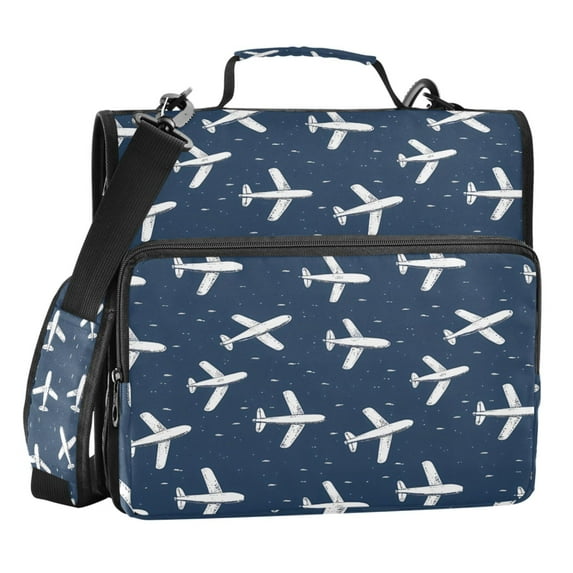 ALAZA Zipper Binder Vintage Airplane 3 Ring Trapper Keeper File Folder Organizer Bag