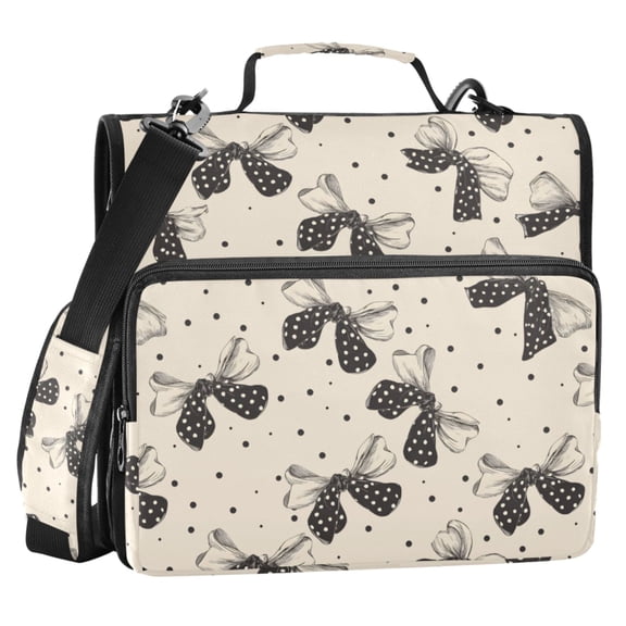ALAZA Zipper Binder Vintage Bows Polka Dots 2 in 3 Ring Trapper Keeper 500 Sheet Capacity File Folder Organizer Bag