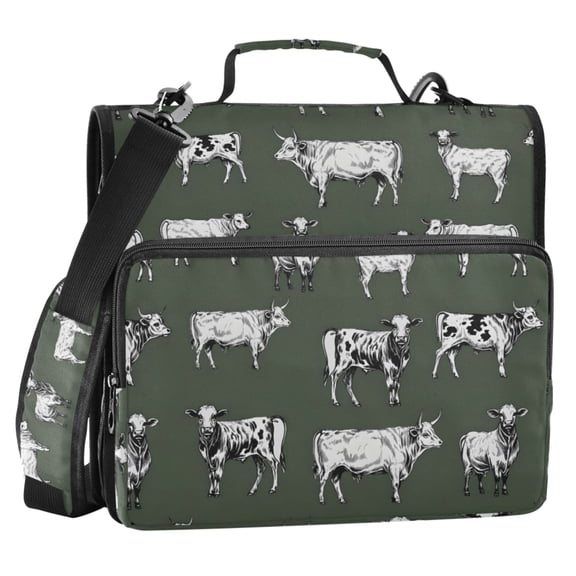 ALAZA Zipper Binder Vintage Cows 2 in 3 Ring Trapper Keeper 500 Sheet Capacity File Folder Organizer Bag