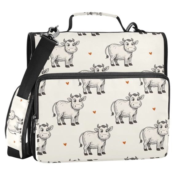 ALAZA Zipper Binder Vintage Cows 2 in 3 Ring Trapper Keeper 500 Sheet Capacity File Folder Organizer Bag