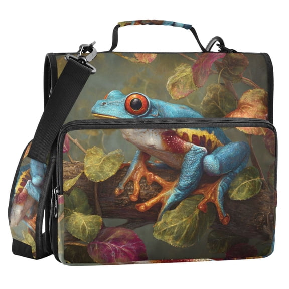 ALAZA Zipper Binder Vintage Frog 2 in 3 Ring Trapper Keeper 500 Sheet Capacity File Folder Organizer Bag