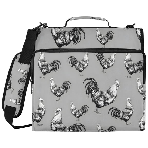 ALAZA Zipper Binder Vintage Retro Chickens Pattern 2 inch 3 Ring 500 Sheet Capacity Trapper Keeper File Folder Organizer Bag