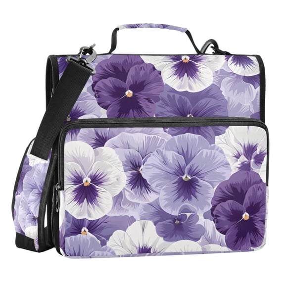 ALAZA Zipper Binder Violet Flowers 3 Ring Trapper Keeper File Folder Organizer Bag