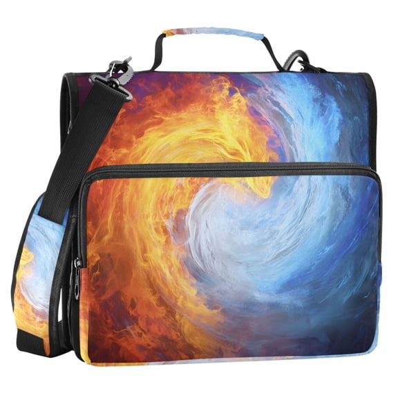 ALAZA Zipper Binder Water Fire Flames 2 in 3 Ring Trapper Keeper 500 Sheet Capacity File Folder Organizer Bag