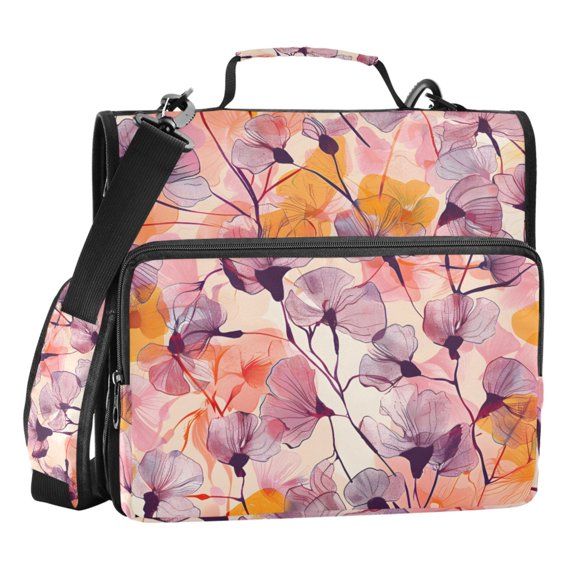 ALAZA Zipper Binder Watercolor Flower Paint 3 Ring Trapper Keeper File Folder Organizer Bag
