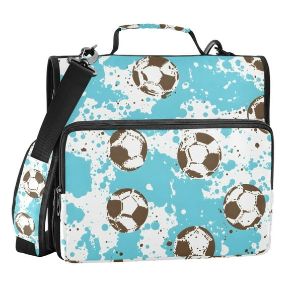 ALAZA Zipper Binder Watercolor Football 3 Ring Trapper Keeper File Folder Organizer Bag