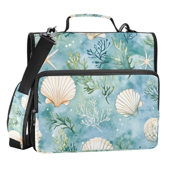 ALAZA Zipper Binder Watercolor Shells 3 Ring Trapper Keeper File Folder Organizer Bag