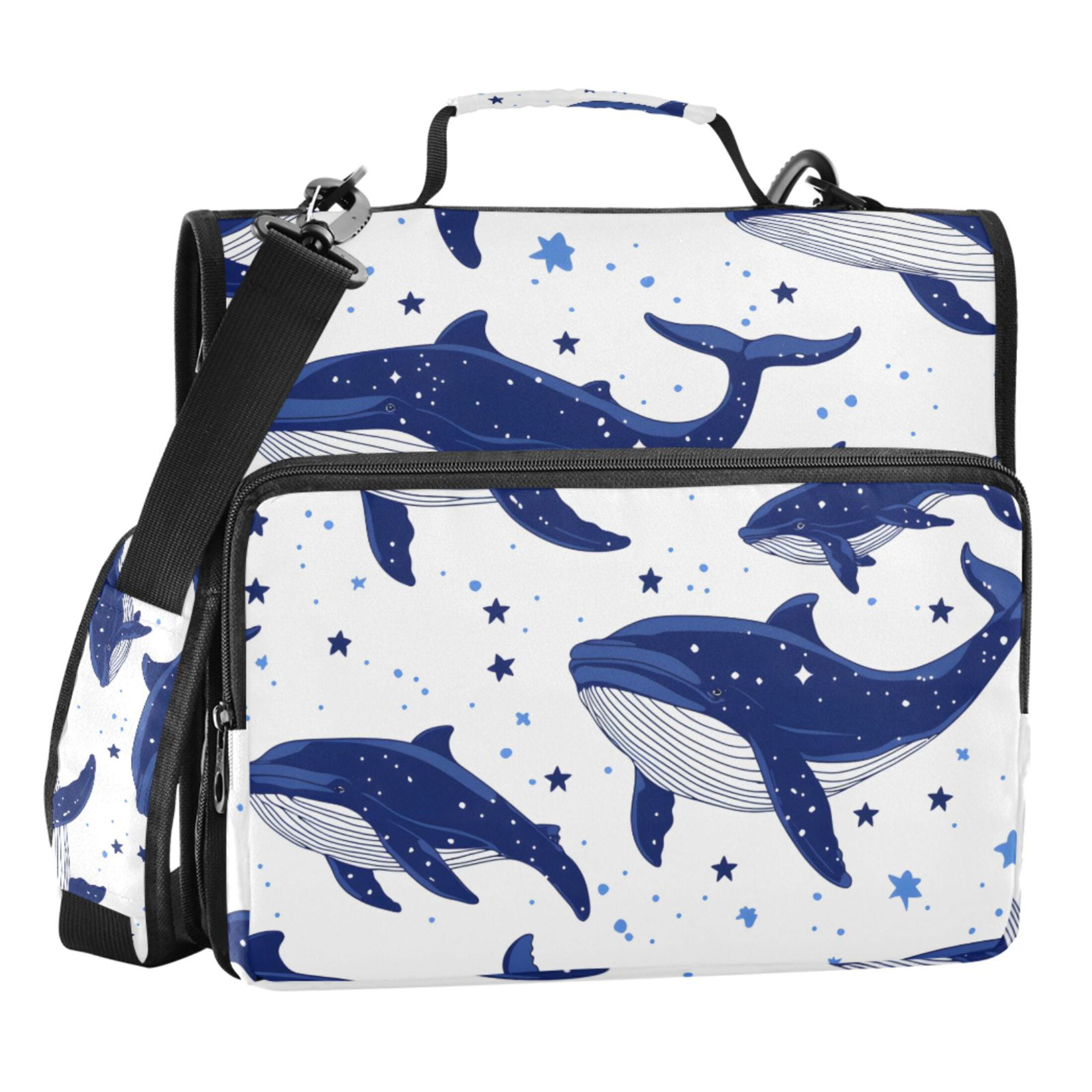 ALAZA Zipper Binder Whale Stars 3 Ring Trapper Keeper File Folder Organizer Bag