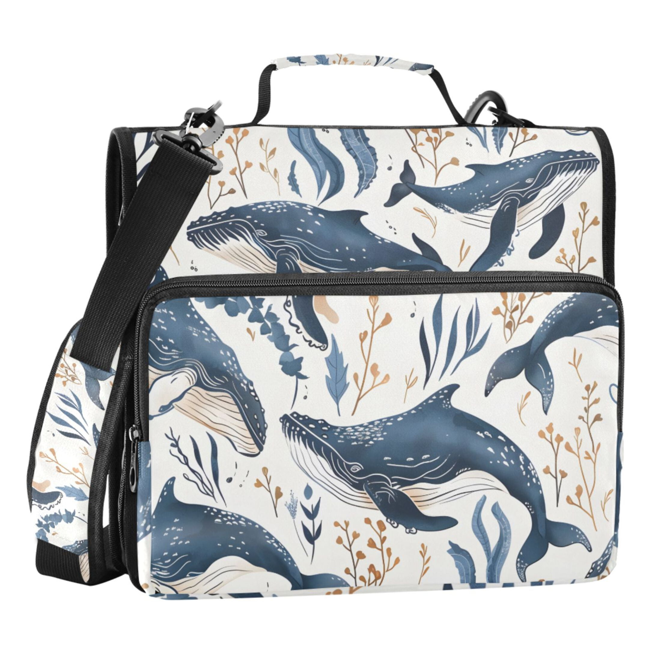 ALAZA Zipper Binder Whales Underwater 3 Ring Trapper Keeper File Folder Organizer Bag