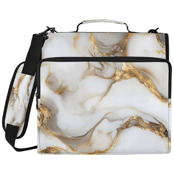 ALAZA Zipper Binder White Marble Pattern 2 inch 3 Ring 500 Sheet Capacity Trapper Keeper File Folder Organizer Bag