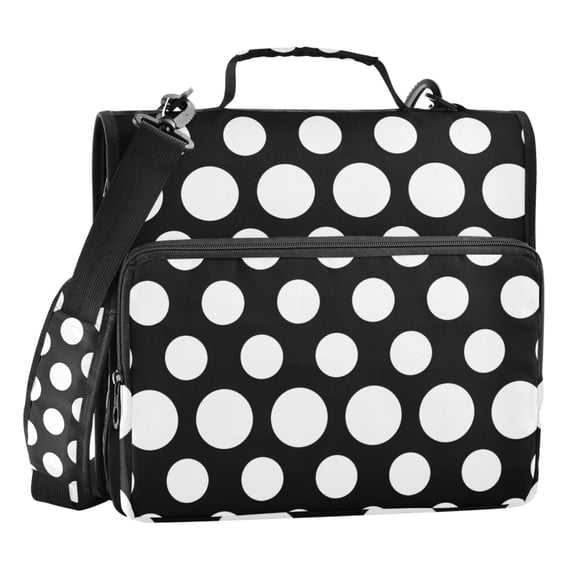 ALAZA Zipper Binder White Polka Dots 3 Ring Trapper Keeper File Folder Organizer Bag