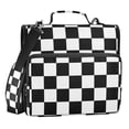 thumbnail image 1 of ALAZA Zipper Binder White and Black Checkered Grid Art Pattern 3 Ring Trapper Keeper File Folder Organizer Bag, 1 of 8
