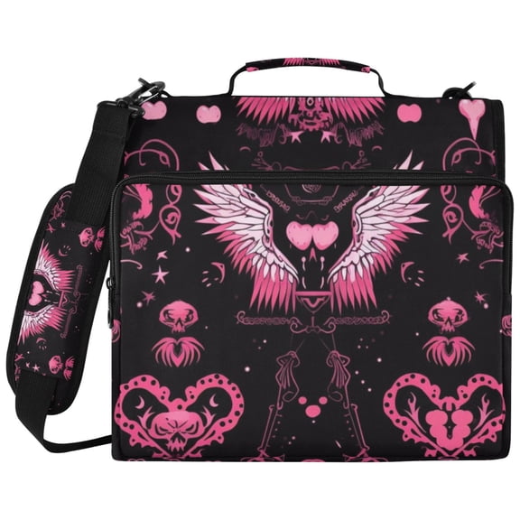 ALAZA Zipper Binder Wing with Heart Pattern 2 inch 3 Ring 500 Sheet Capacity Trapper Keeper File Folder Organizer Bag