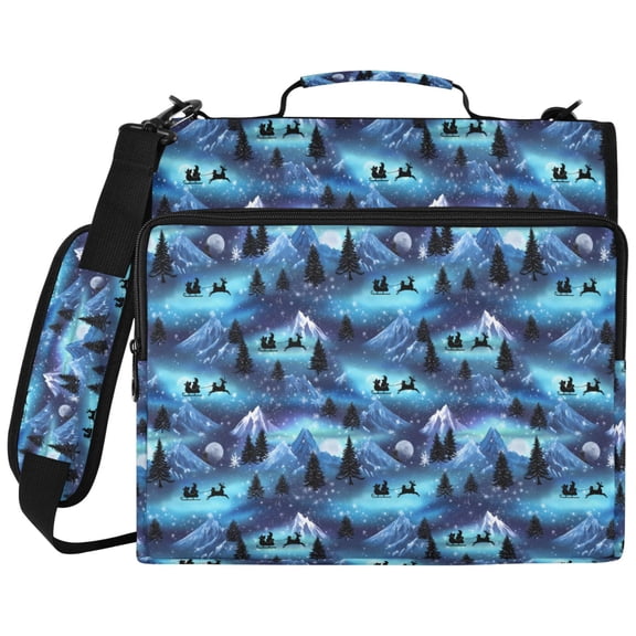 ALAZA Zipper Binder Winter Reindeer Landscape Pattern 2 inch 3 Ring 500 Sheet Capacity Trapper Keeper File Folder Organizer Bag