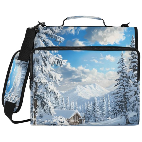 ALAZA Zipper Binder Winter Snow Scenery Pattern 2 inch 3 Ring 500 Sheet Capacity Trapper Keeper File Folder Organizer Bag