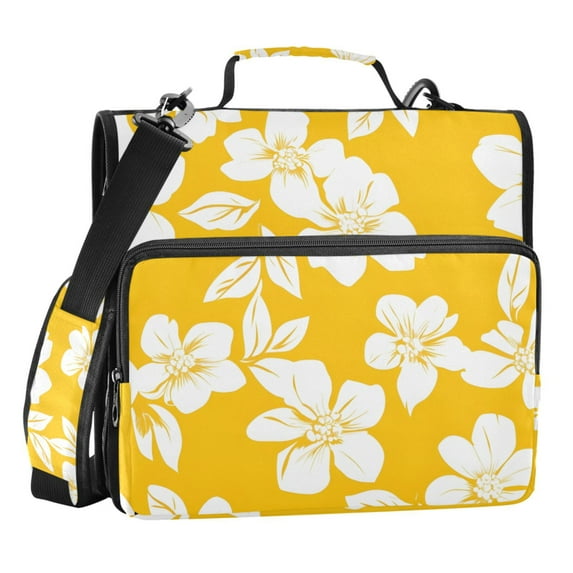 ALAZA Zipper Binder Yellow Flower 3 Ring Trapper Keeper File Folder Organizer Bag