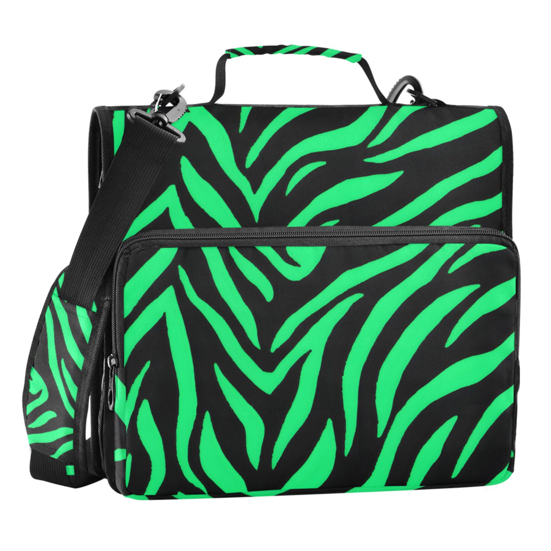 ALAZA Zipper Binder Zebra Stripes Green 3 Ring Trapper Keeper File Folder Organizer Bag