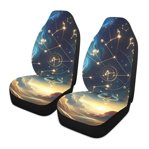 ALAZA Zodiac Stars in Night Sky Car Seat Covers 2 PCs Universal Auto Front Seats Interior Protector