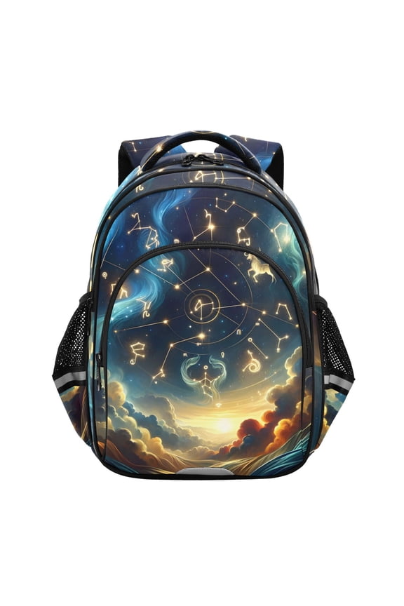 Zodiac Stars in Night Sky School Backpack Elementary Bag Bookbag Travel Rucksack