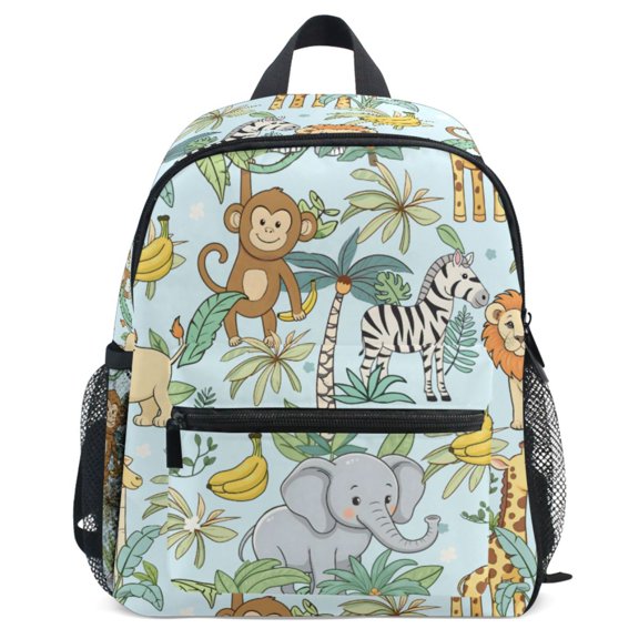 ALAZA Zoo Elephant Monkey Giraffe Pattern School Backpack Student Bookbag Mini Bag