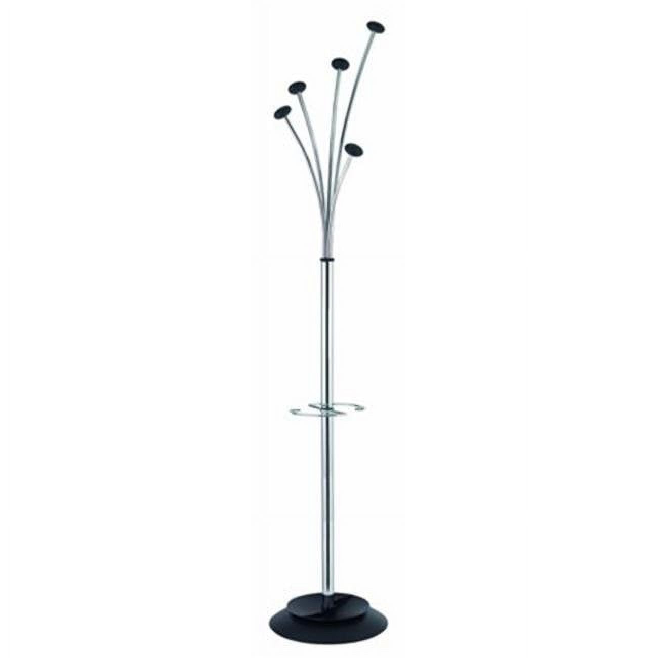 Chrome Steel Freestanding Coat Rack with Umbrella Holder