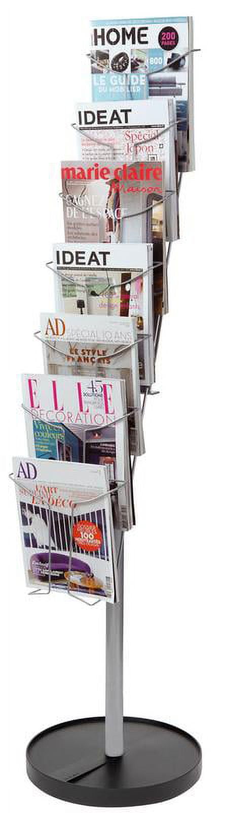 7-Tier Black and Silver Wire Floor Literature Display