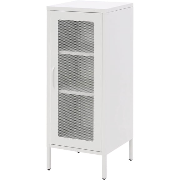 Compact Metal Nightstand with Lockable Cabinet and Open Shelf, Modern Bedside Table, Versatile Side Table for Bedroom, Living Room, or Office (Black, 26" H-Lockable Door)
