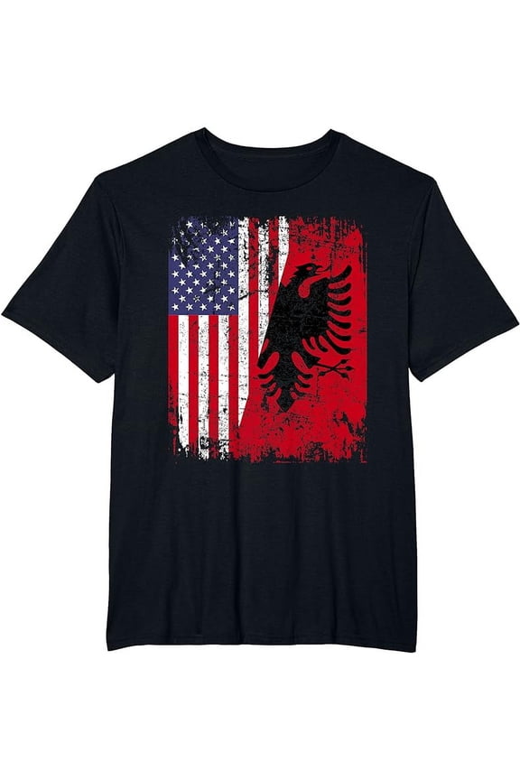 ALBANIAN ROOTS | Red Eagle | ALBANIA American Flag T-Shirt