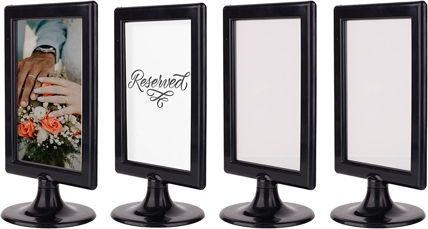 ALBEN Double Sided Standing Picture Frames (Black 4 Count) 4x6 Inch