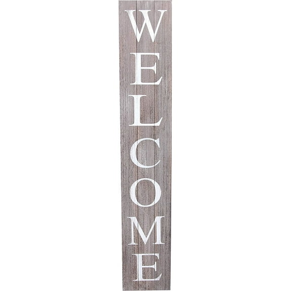 ALBEN Welcome Sign for Front Door Porch 5 Feet Tall, Vertical Wooden Outdoor and Indoor Welcome Home Decor Sign Wall Decorations (Gray)