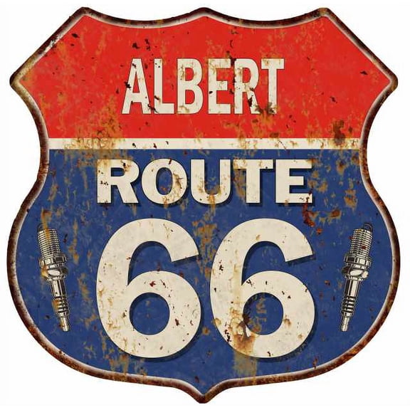 ALBERT Route 66 Sign Shield Metal Gift Man Cave Gift 211110002239