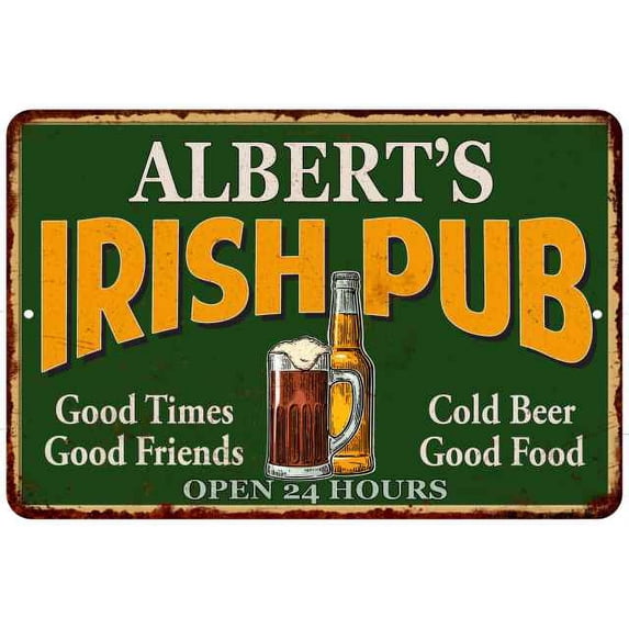 ALBERT'S Irish Pub Beer Metal Sign Bar Decor 8x12 108120013057