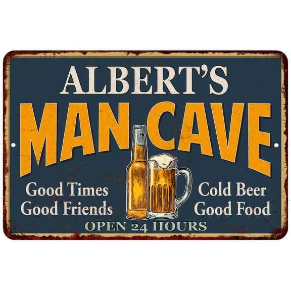 ALBERT'S Man Cave Gift Metal Sign Green Gift 12x18 112180012057