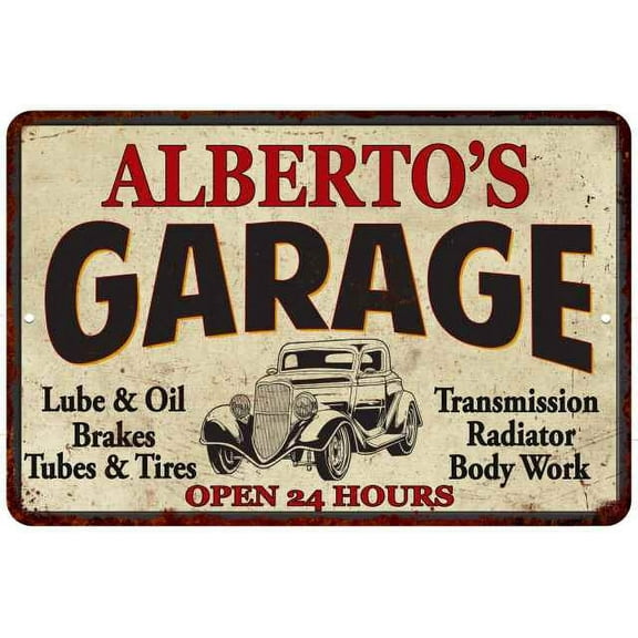 ALBERTO'S Garage Man Cave Metal Sign Decor 8x12 108120014273