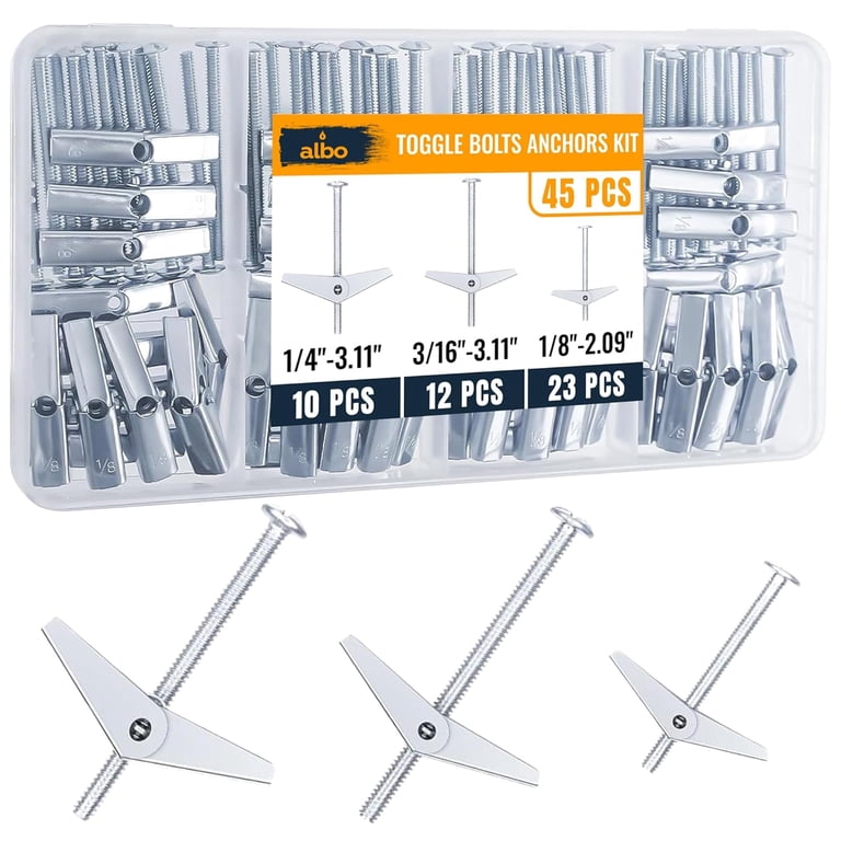 45-Piece Heavy Duty Hollow Wall Anchors Kit For Drywall Ceilings