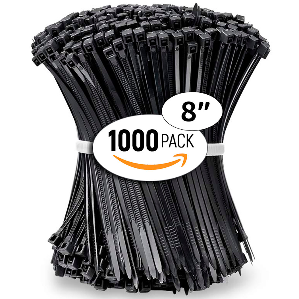 Hyper Tough 8 inch 75lb Cable Ties UV Resistant Black 50 Count