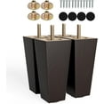 thumbnail image 1 of ALBO 8-Inch Square Brown Rubber Wood Furniture Legs, 4-Piece Pack, 1 of 4