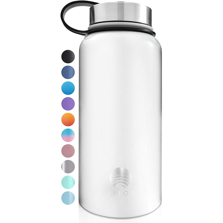 ALBOR Triple Insulated Water Bottle with Straw and 4 interchangeable lids  Stainless Steel And Leak Proof 32 Oz Ombre Yellow Peach 