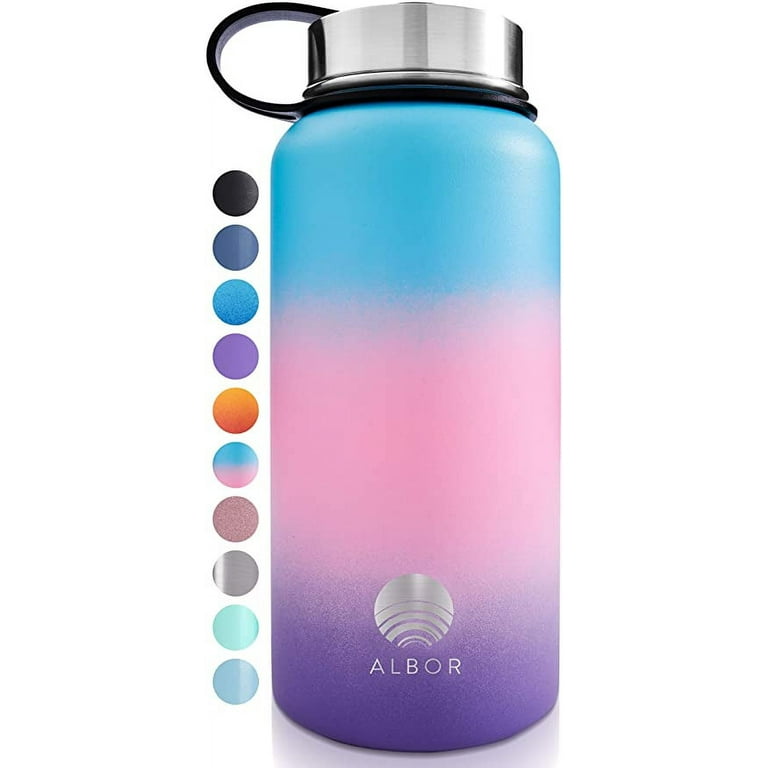  HYDRO H2O 37 oz Insulated Water Bottles with Twist Cap,  Stainless Steel Water Bottle, Leak Proof Metal Water Bottle, Resuable  Thermos BPA Free Flask, Purple: Home & Kitchen