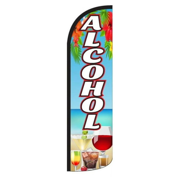 ALCOHOL Windless Flag Without Pole | Advertisement /Business Flags | Feather Flag |